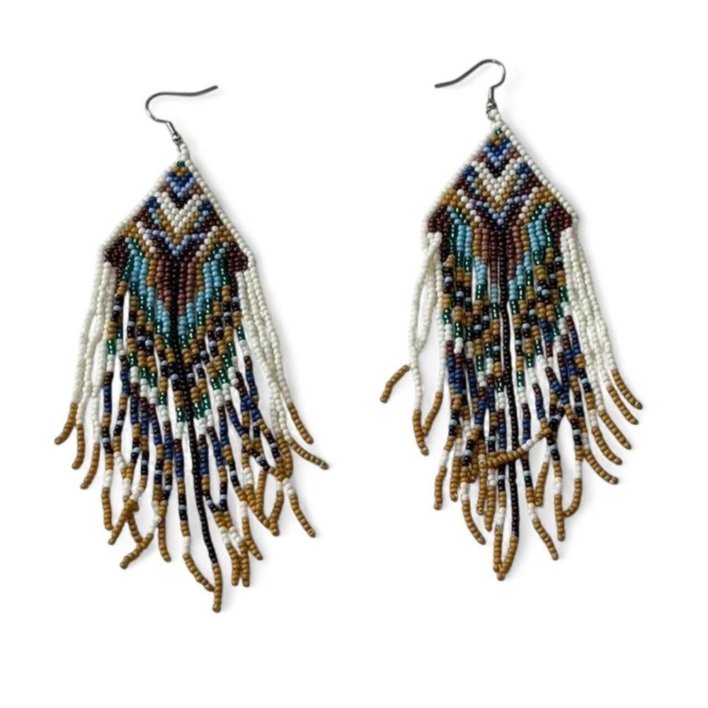 Colorful Beaded Fringe‎ Statement Earrings